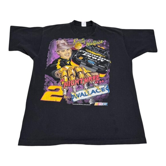 Vintage 90s Rusty Wallace Nightmare on Elm Street NASCAR Shirt Adult XL